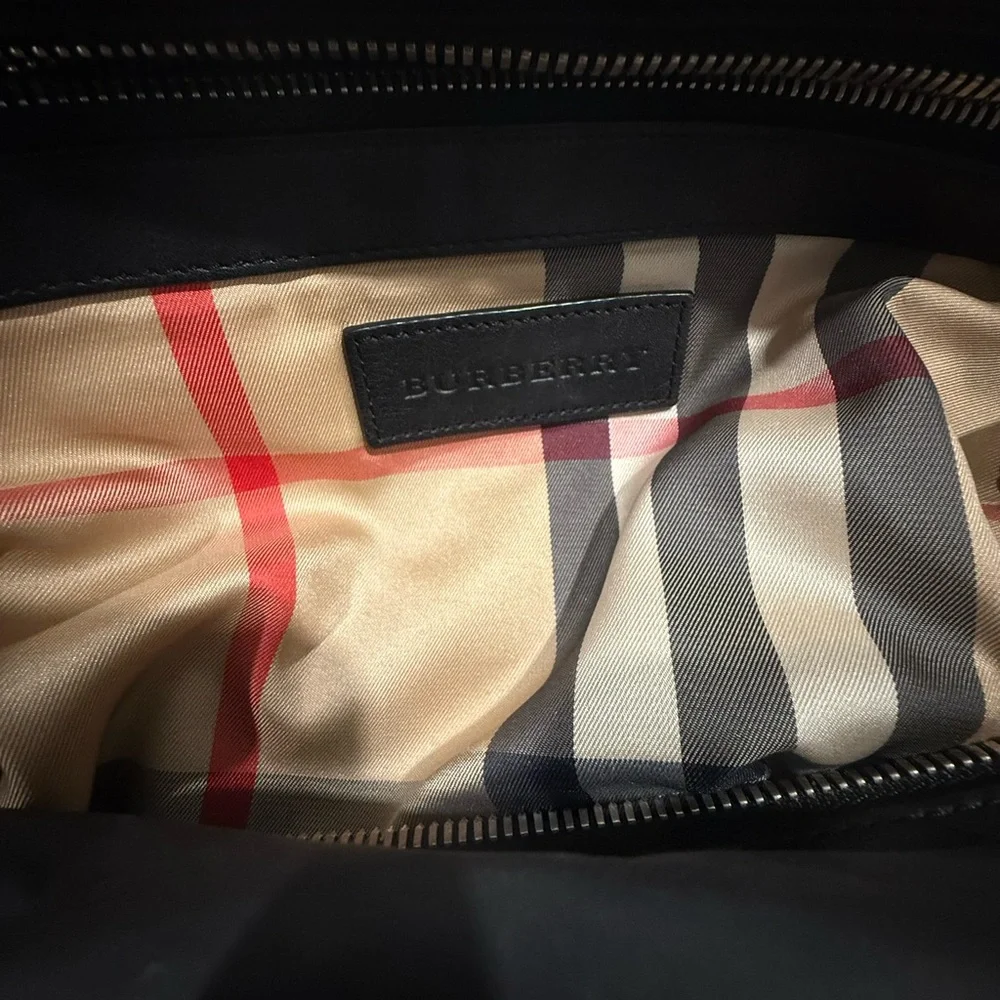 Burberry Nylon House Check Quilted Abbey Diaper Bag Black